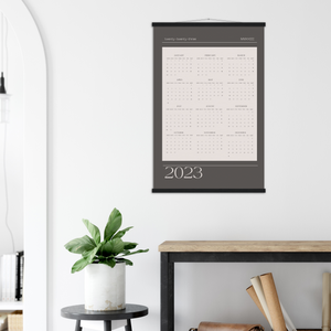 2023 Slate Grey Poster Calendar - Dark Border with Hangers