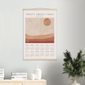 Boho Desert Themed 2023 Hanging Poster Calendar with Hangers
